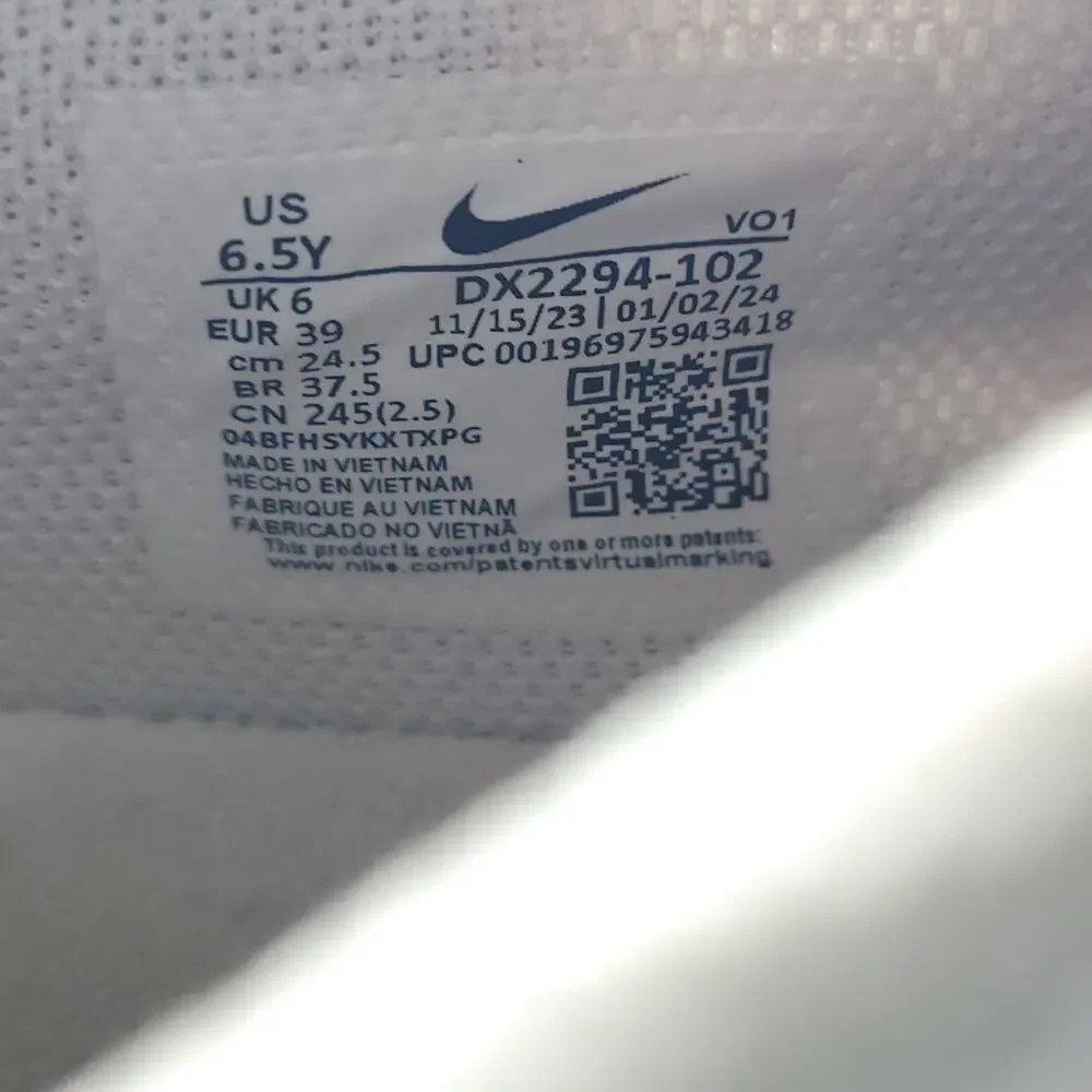 NIKE Ja Morant 1 Scratch 2.0 DX2294-102 GS White Black Size 6.5y